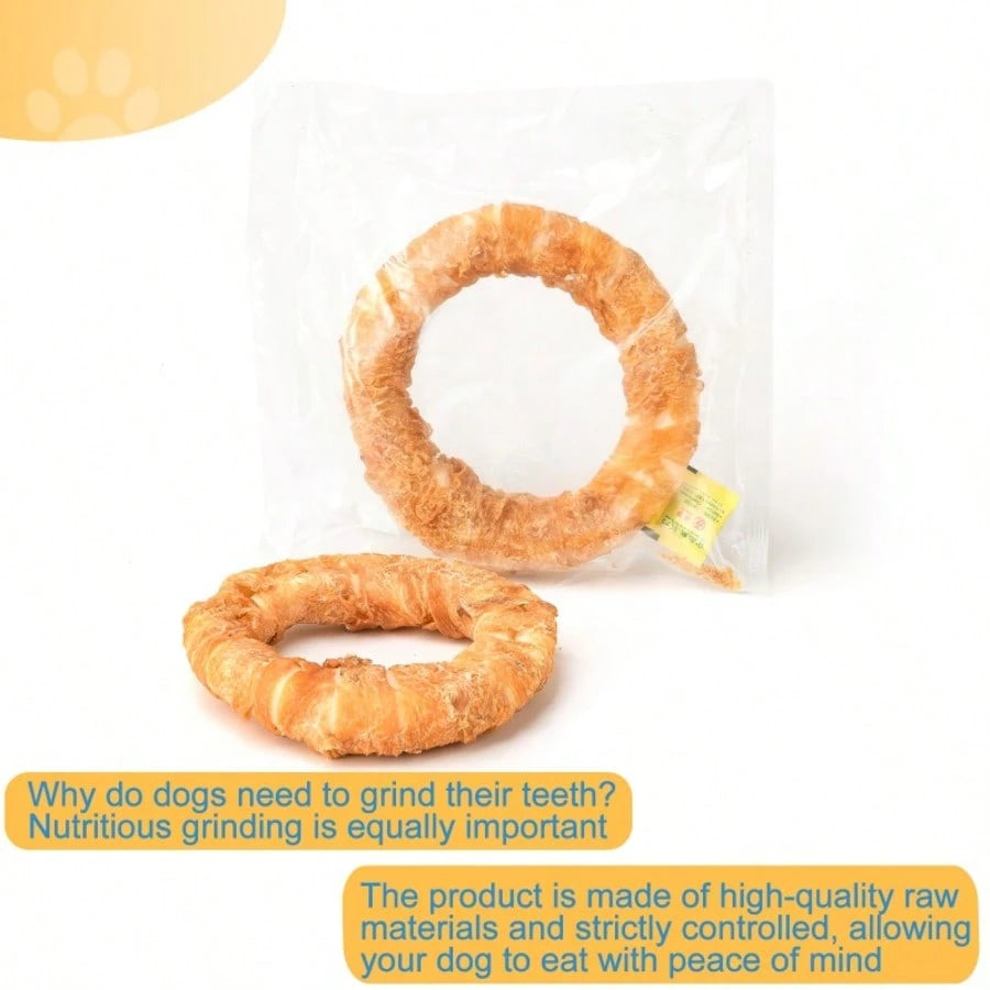 Chicken Wrapped Rawhide Donut Dog Chews – High Protein Dental Treats for Medium Dogs (14.1 oz)