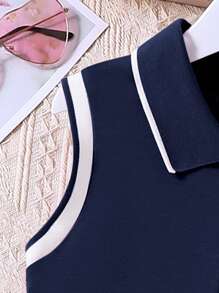 Toddler Girls Sleeveless Polo Dress – Solid Color Casual Summer Outfit for Kids