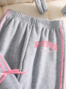 Tween Girls Letter Graphic Print Sweatshirt & Pants Set – Casual 2-Piece Outfit