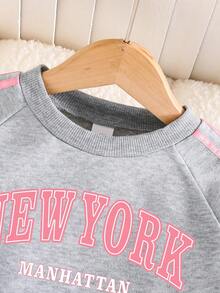 Tween Girls Letter Graphic Print Sweatshirt & Pants Set – Casual 2-Piece Outfit