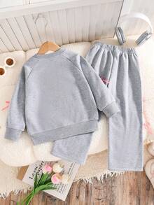 Tween Girls Letter Graphic Print Sweatshirt & Pants Set – Casual 2-Piece Outfit