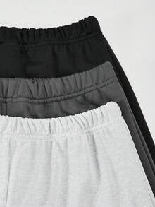 Girls 3-Pack Letter Print Sweatpants Set – Casual Everyday Jogger Pants
