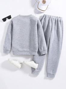 Tween Girls Cartoon Print Warm Sweatshirt & Pants Set – Cozy 2-Piece Outfit