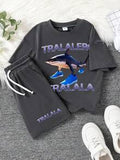 Toddler Boys Cartoon Shark Print T-Shirt & Shorts Set – 2-Piece Summer Outfit