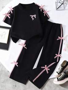 Tween Girls Butterfly Print T-Shirt & Pants Set – Casual 2-Piece Outfit