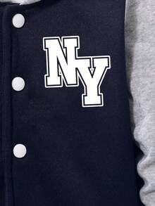 Boys Color Block Letter Print Hoodie & Pants Set – 2-Piece Casual Outfit