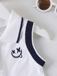 Girls Cartoon Print Polo Vest & Pleated Skirt Set – Casual 2-Piece Outfit for Kids
