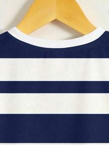 Boys Striped Knight Print T-Shirt & Shorts Set – 2-Piece Casual Summer Outfit