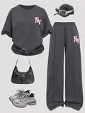 Tween Girls Letter Print Short Sleeve Top & Pants Set – Casual 2-Piece Outfit