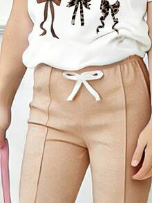 Toddler Girls Bow Graphic Print Short Sleeve Top & Flare Pants Set – 2-Piece Outfit