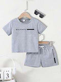 Baby Boy Summer Letter Print T-Shirt & Shorts Set – Casual 2-Piece Outfit