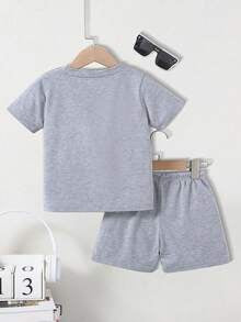 Baby Boy Summer Letter Print T-Shirt & Shorts Set – Casual 2-Piece Outfit