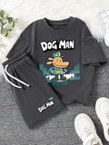 Boys Letter & Cartoon Graphic Print T-Shirt & Shorts Set – Casual 2-Piece Summer Outfit