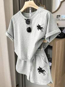 Tween Girls Cartoon Print T-Shirt & Shorts Set – Casual 2-Piece Summer Outfit