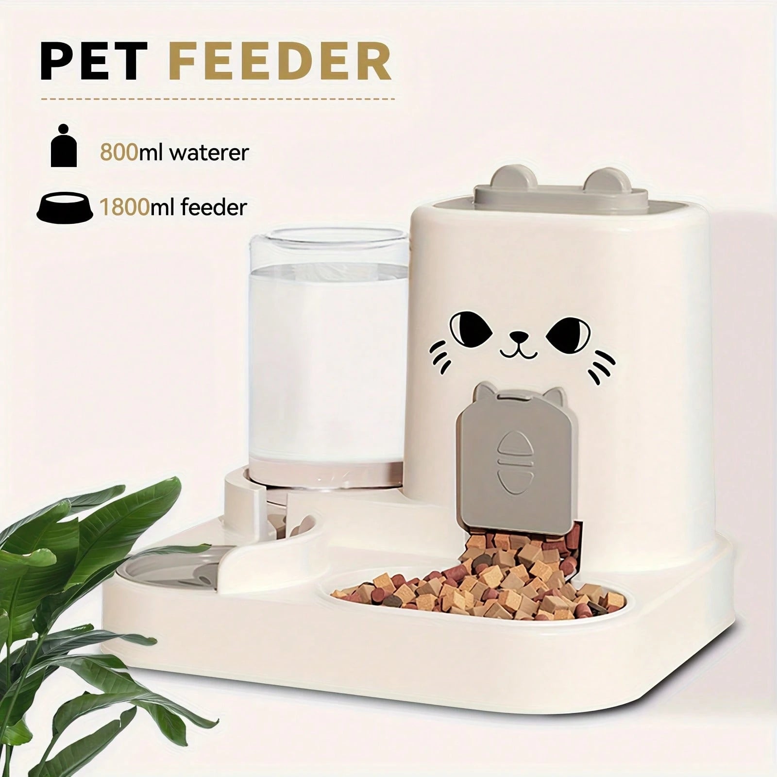 2-in-1 Automatic Cat Feeder & Water Dispenser – Large Capacity Dry/Wet Food Separation Feeding Station