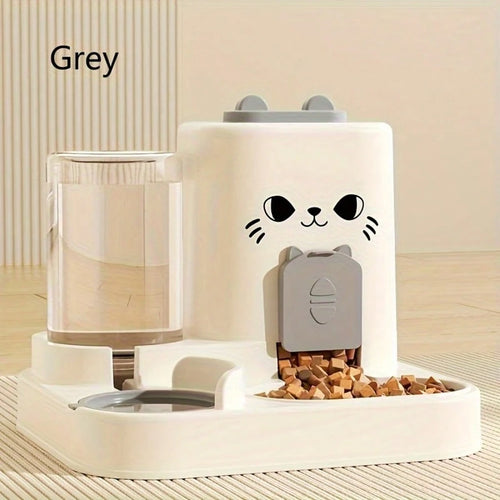 2-in-1 Automatic Cat Feeder & Water Dispenser – Large Capacity Dry/Wet Food Separation Feeding Station