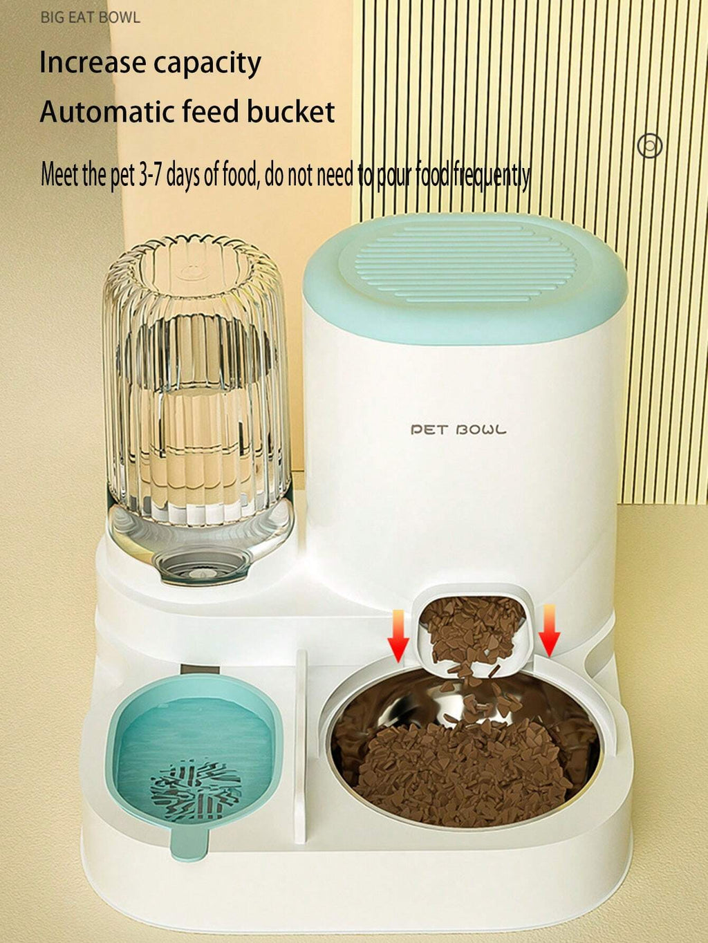 2-in-1 Automatic Pet Food Container & Water Dispenser Set – Elevated Feeding Station for Cats & Dogs