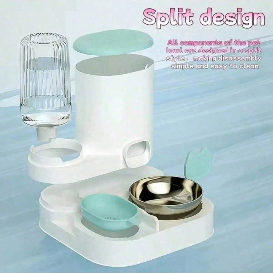 2-in-1 Automatic Pet Feeding & Water Drinking Set – Dry/Wet Food Separation Cat & Dog Feeding Station