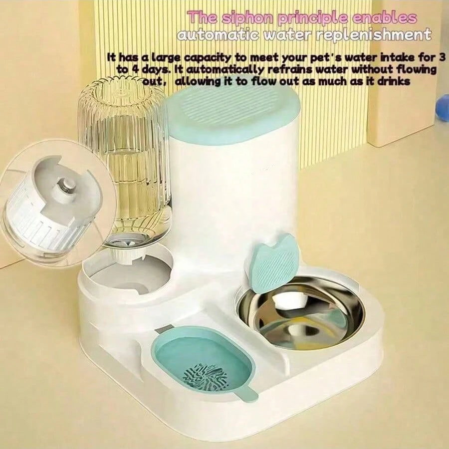2-in-1 Automatic Pet Feeding & Water Drinking Set – Dry/Wet Food Separation Cat & Dog Feeding Station