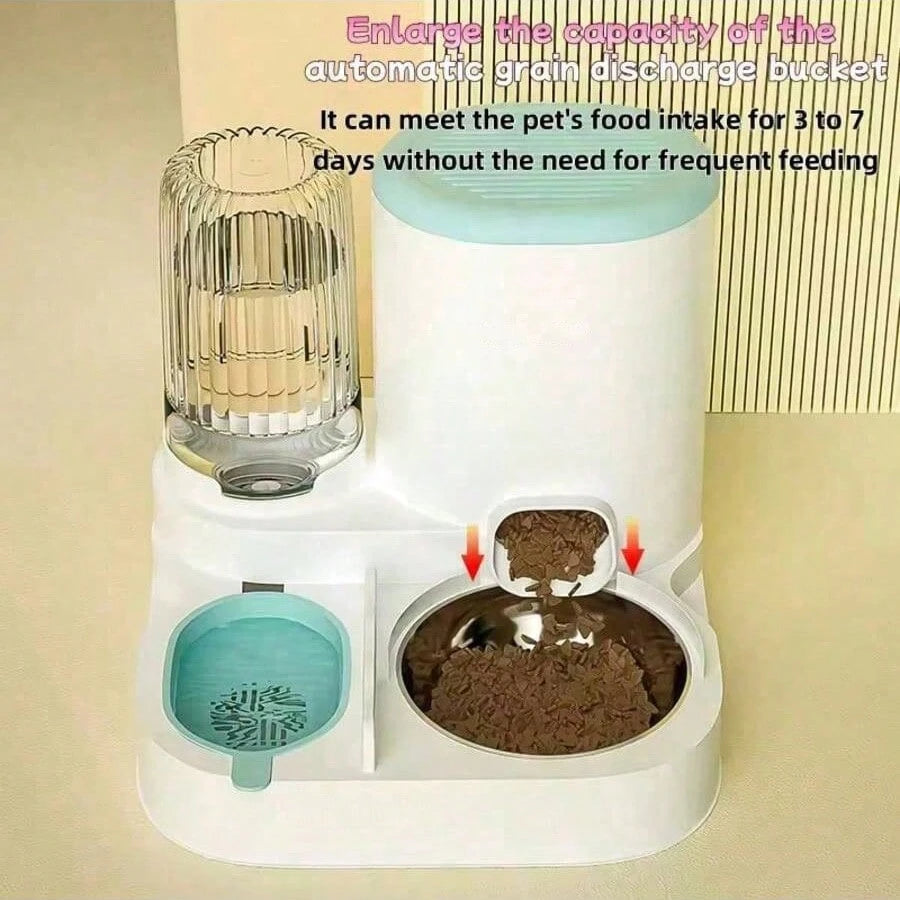 2-in-1 Automatic Pet Feeding & Water Drinking Set – Dry/Wet Food Separation Cat & Dog Feeding Station