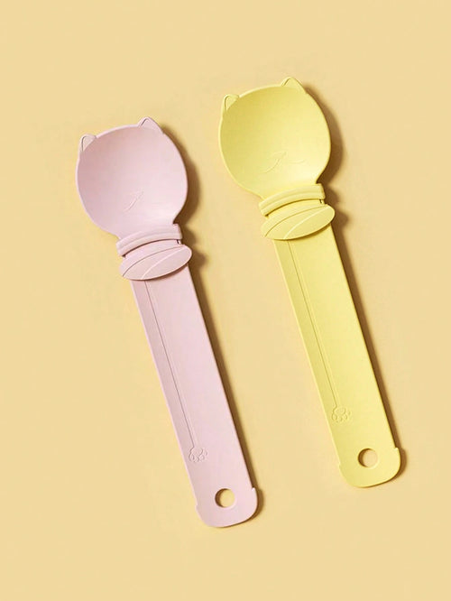 3-Piece Squeeze-Style Cat Food Dispenser Set – Long Handle Wet Food & Lickable Treat Spoon for Cats