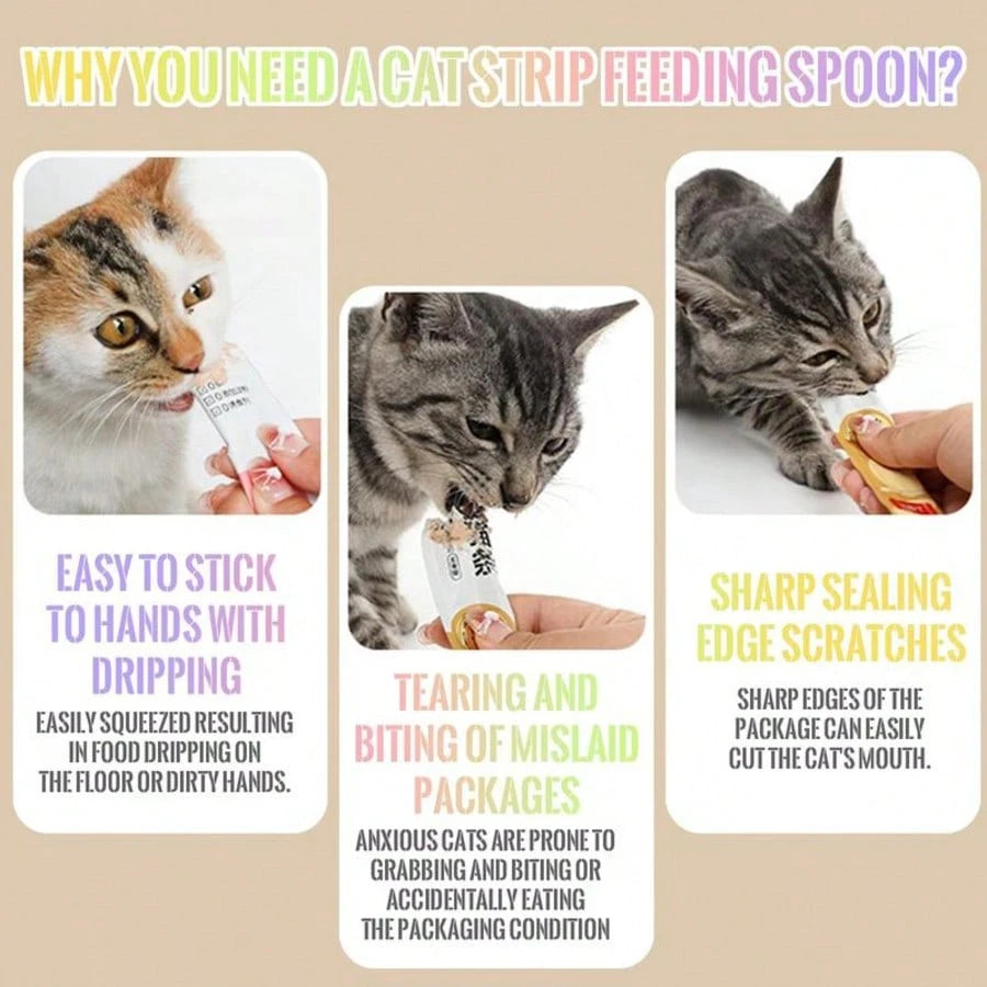 4-Piece Cat Treat Squeeze Spoon Set – Multifunctional Wet Food & Purée Dispenser for Lickable Treats