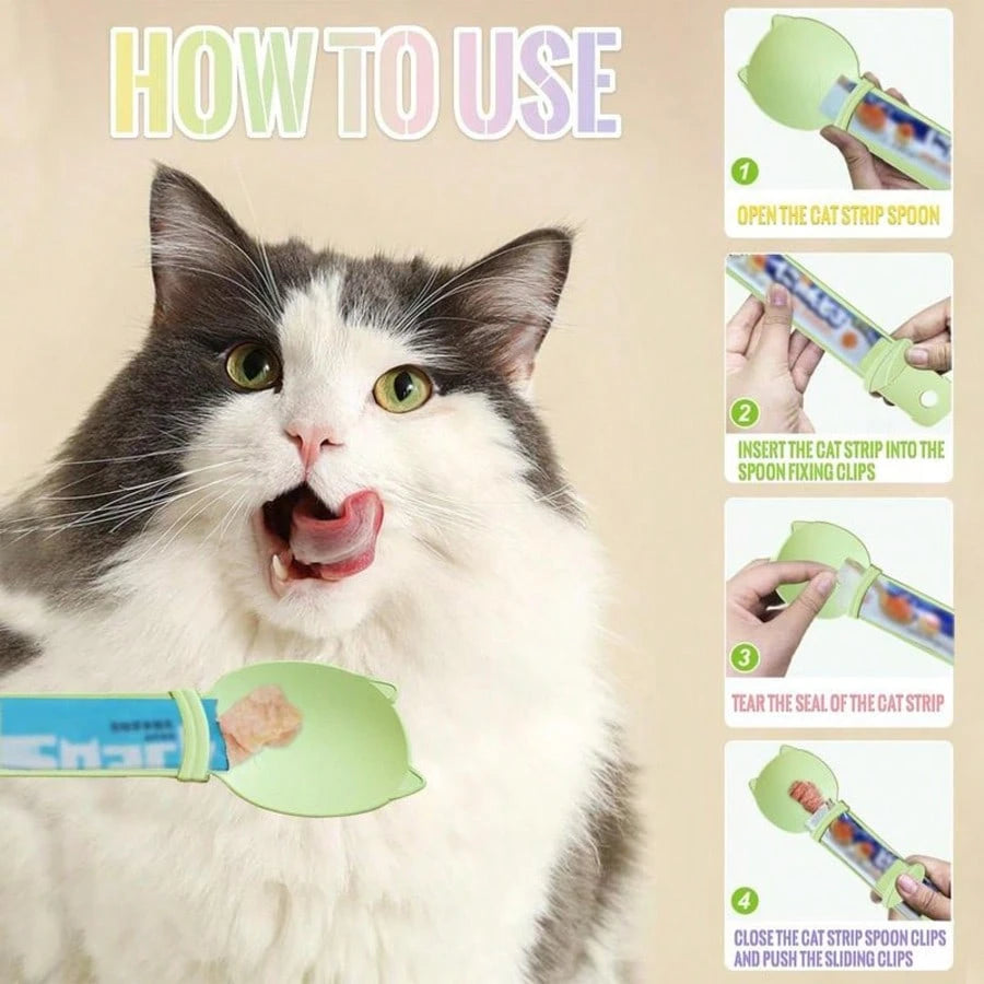 4-Piece Cat Treat Squeeze Spoon Set – Multifunctional Wet Food & Purée Dispenser for Lickable Treats