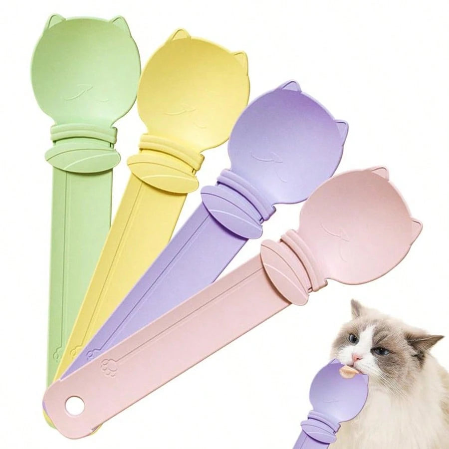 4-Piece Cat Treat Squeeze Spoon Set – Multifunctional Wet Food & Purée Dispenser for Lickable Treats