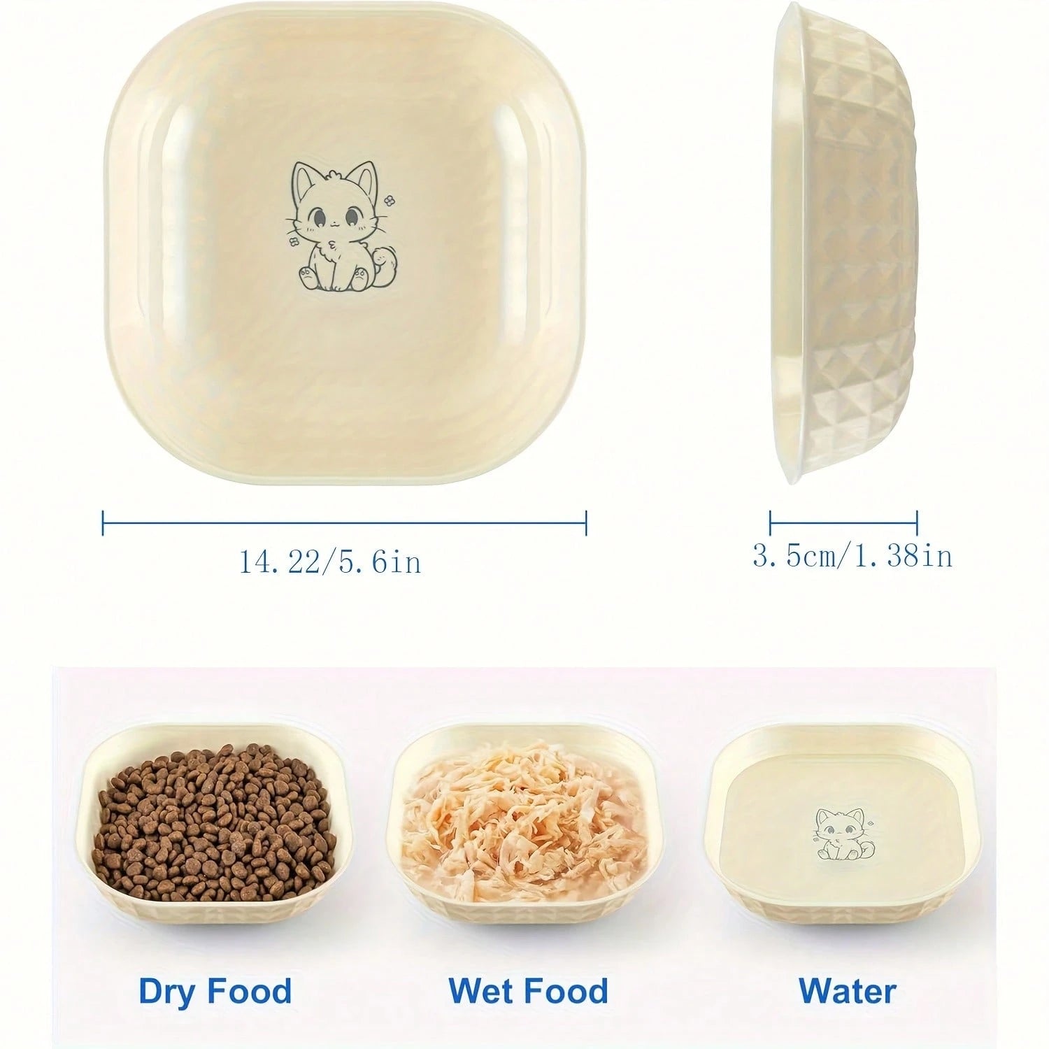 6-Piece Non-Slip Cat Bowl Set – Whisker Fatigue Relief Shallow Plates (5.5") for Wet & Dry Food