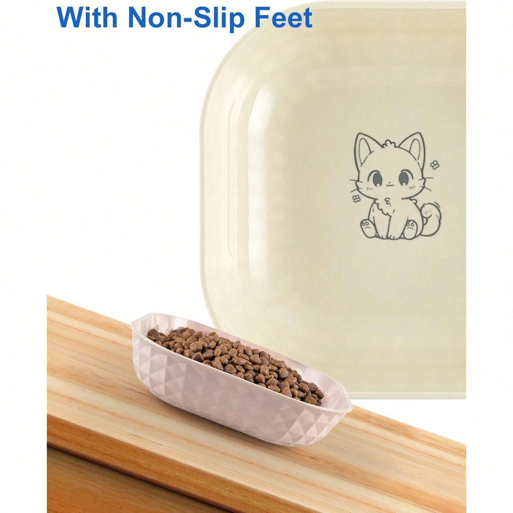 6-Piece Non-Slip Cat Bowl Set – Whisker Fatigue Relief Shallow Plates (5.5") for Wet & Dry Food
