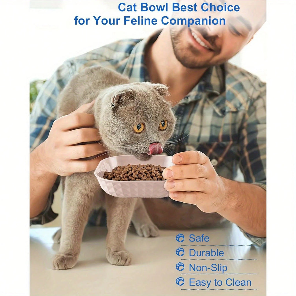 6-Piece Non-Slip Cat Bowl Set – Whisker Fatigue Relief Shallow Plates (5.5") for Wet & Dry Food