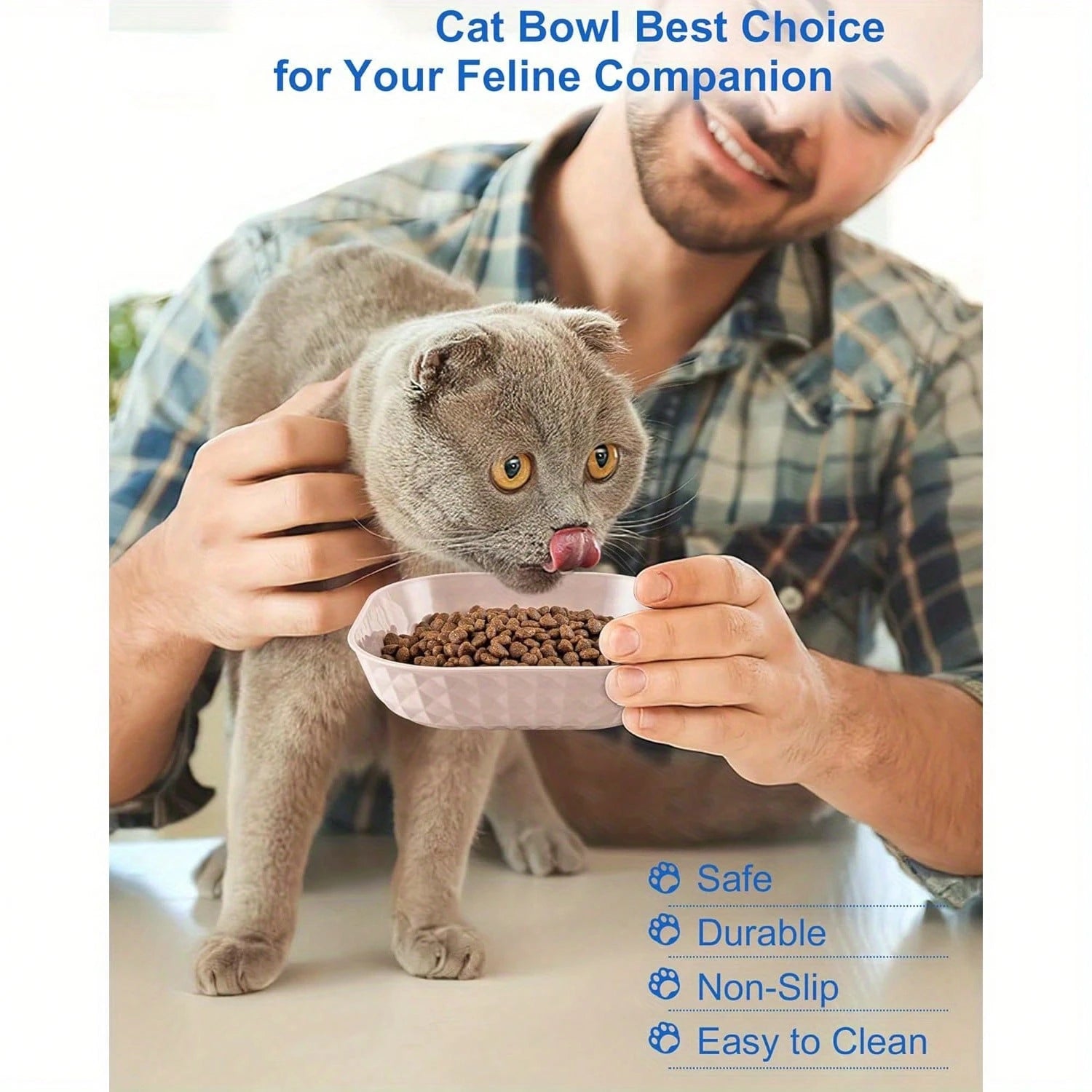 6-Piece Non-Slip Cat Bowl Set – Whisker Fatigue Relief Shallow Plates (5.5") for Wet & Dry Food