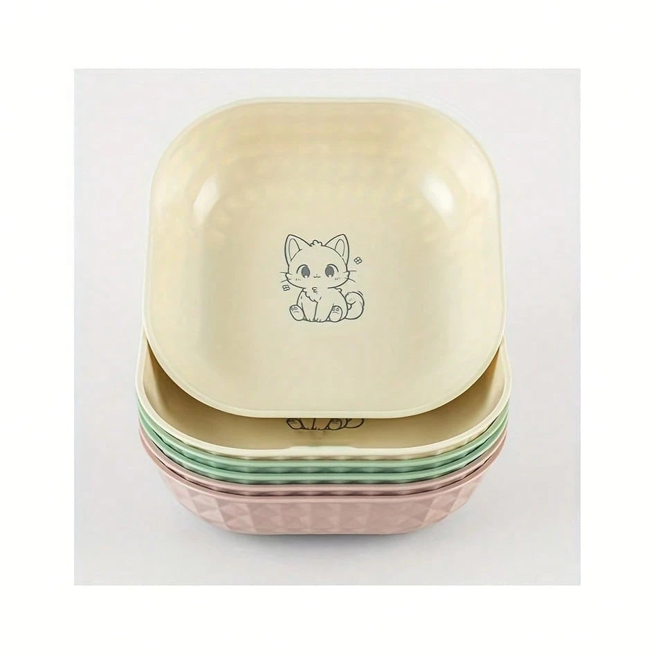 6-Piece Non-Slip Cat Bowl Set – Whisker Fatigue Relief Shallow Plates (5.5") for Wet & Dry Food