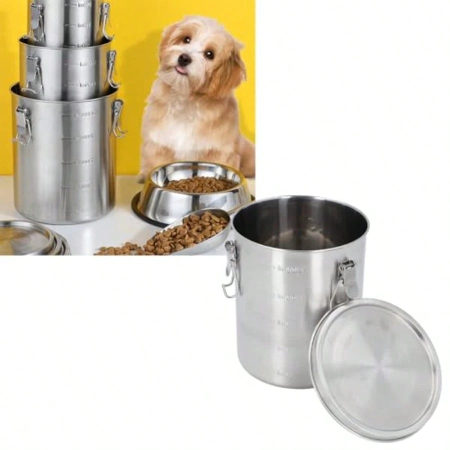 3-Piece Airtight Pet Treat Container Set – Rustic Plastic Storage Jars for Dog & Cat Snacks