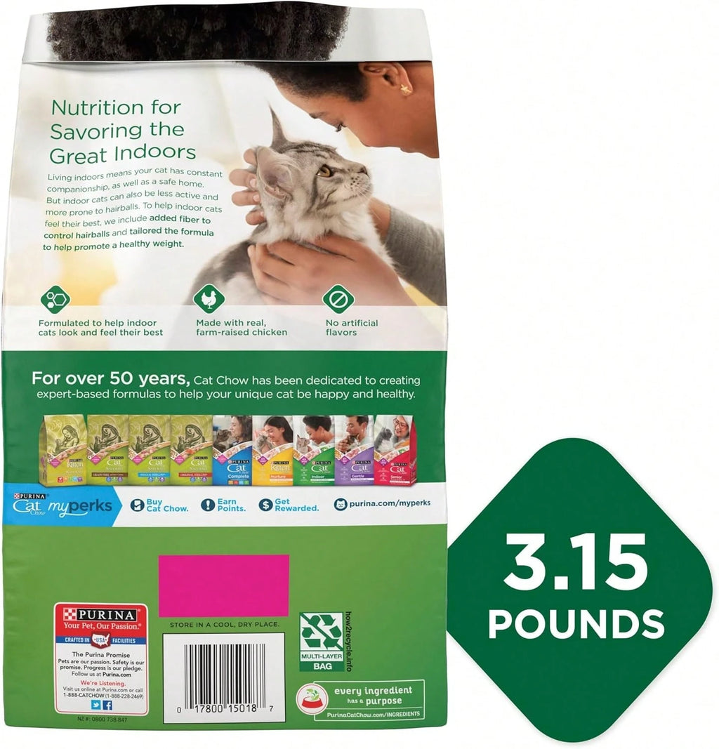 Cat Chow Indoor Healthy Weight & Hairball Control Dry Cat Food with Chicken – 4 Pack (3.15 lb Bags)