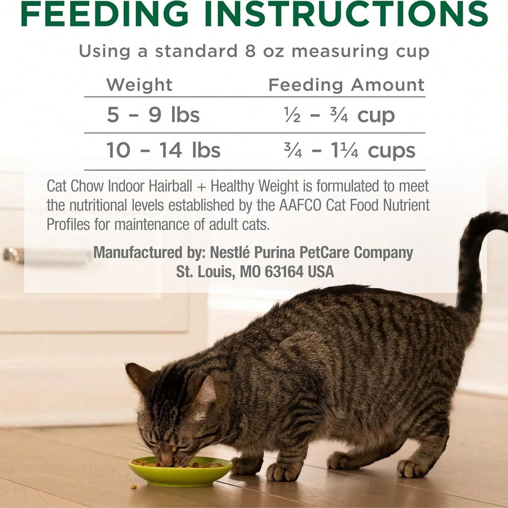 Cat Chow Indoor Healthy Weight & Hairball Control Dry Cat Food with Chicken – 4 Pack (3.15 lb Bags)