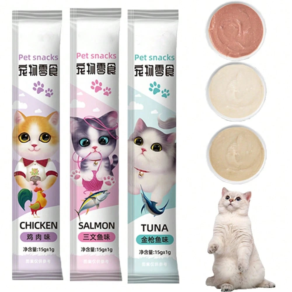 Lickable Creamy Purée Cat Treats – Tuna, Salmon & Chicken Squeezable Tubes