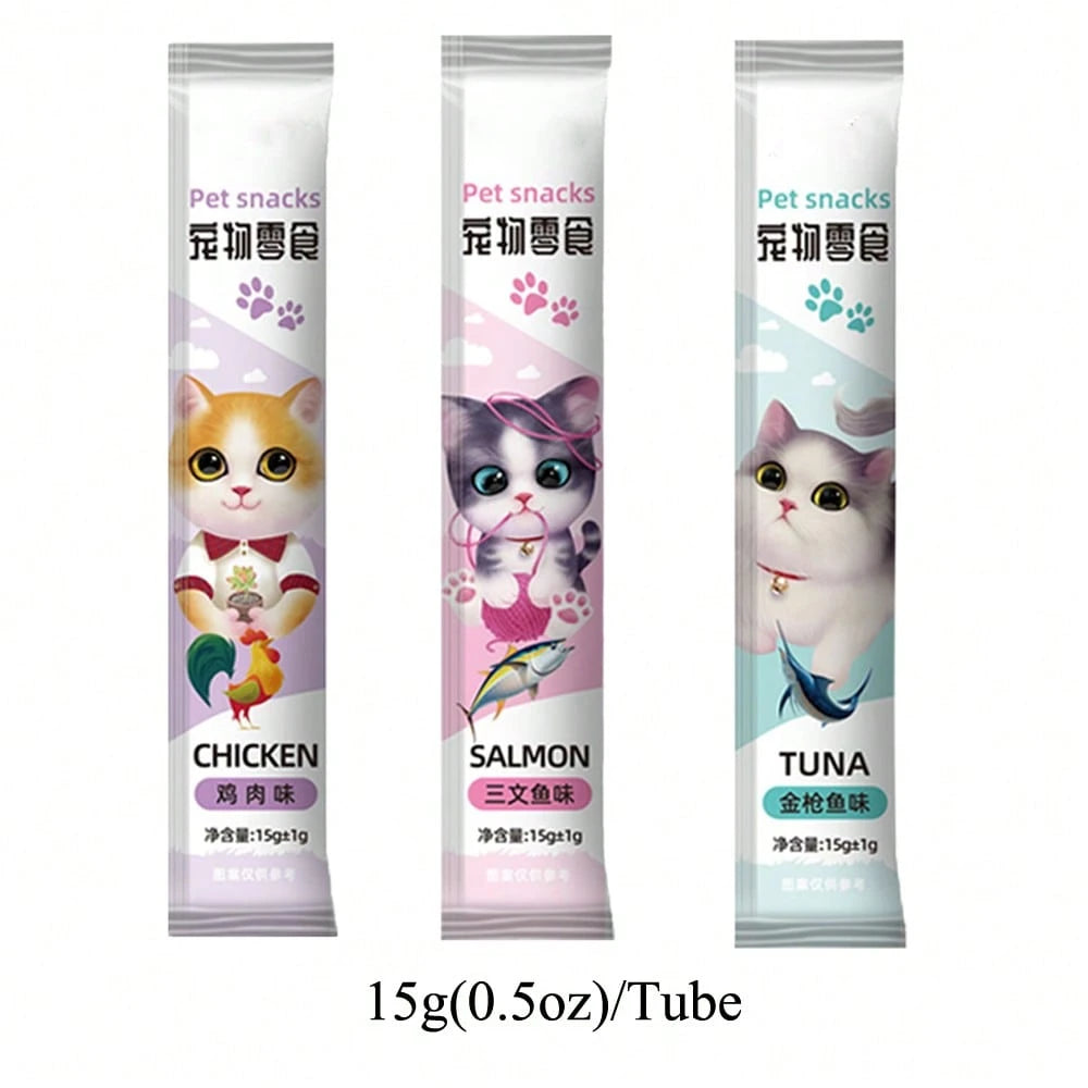 Lickable Creamy Purée Cat Treats – Tuna, Salmon & Chicken Squeezable Tubes
