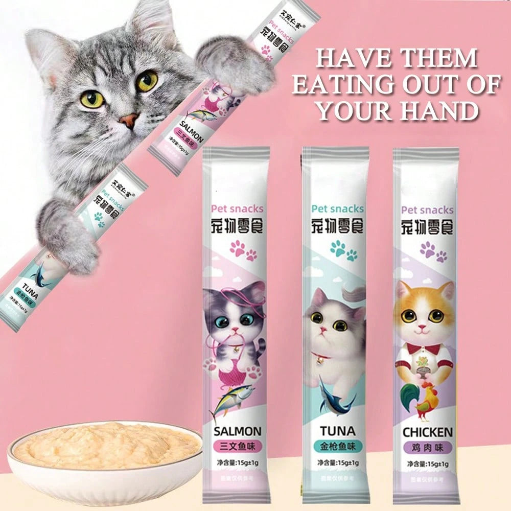 Lickable Creamy Purée Cat Treats – Tuna, Salmon & Chicken Squeezable Tubes
