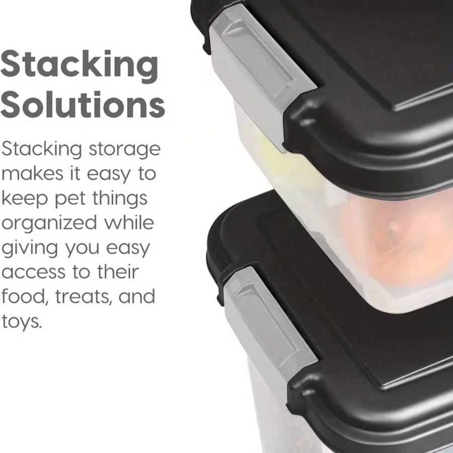 Airtight Stackable Dog & Cat Food Storage Container – 10 lb & 30 lb Sizes with Wheels & Treat Container