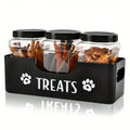 3-Piece Airtight Pet Treat Container Set – Durable Plastic Snack Jars for Dogs & Cats (Rustic Style Storage)