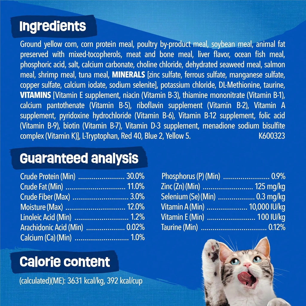 Friskies Seafood Sensations Dry Cat Food – Salmon, Tuna & Shrimp Flavors, 22 lb Bag
