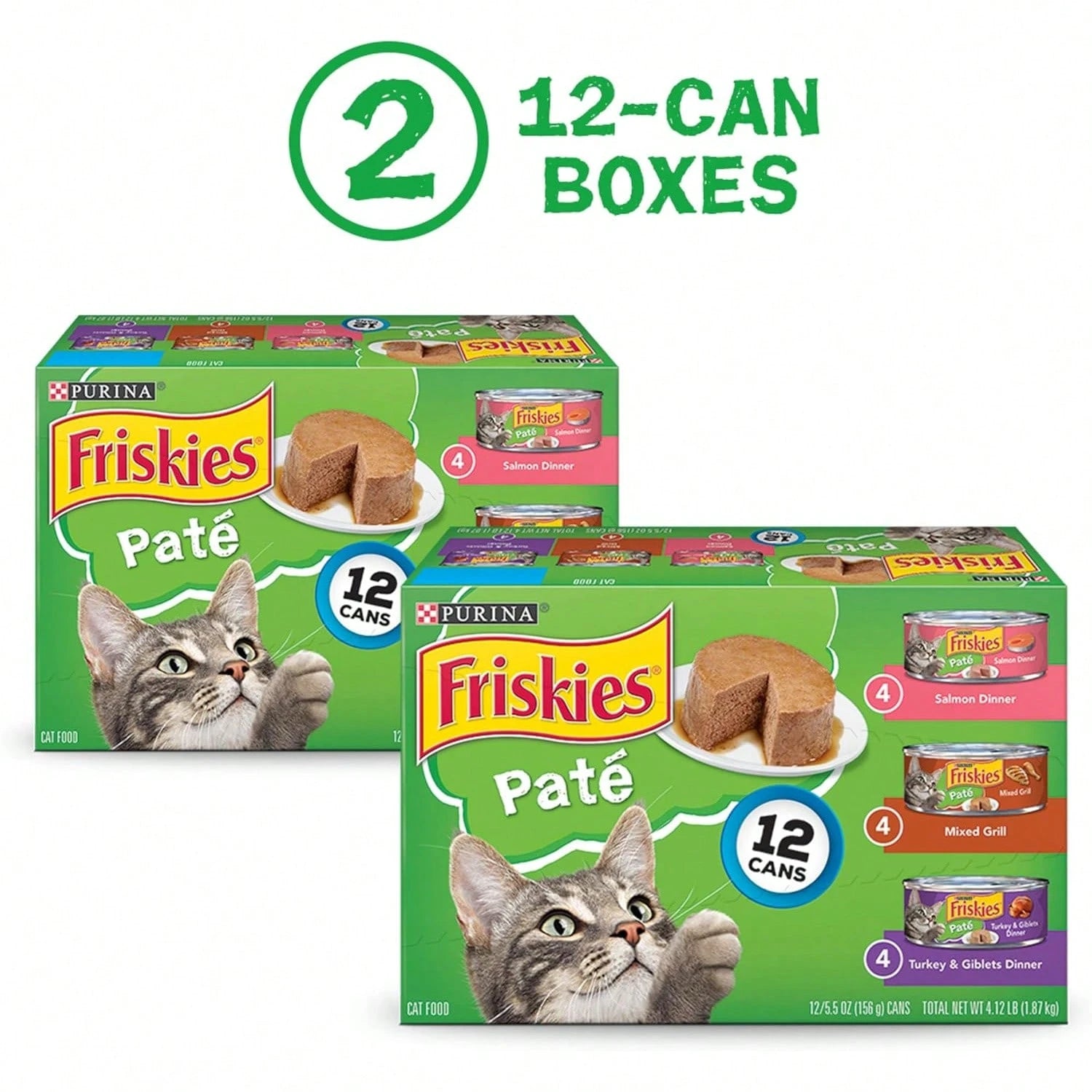 Friskies Wet Cat Food Pâté Variety Pack – Salmon, Turkey & Giblets, Mixed Grill (2 x 12 Pack)