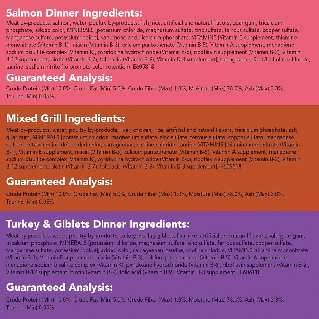 Friskies Wet Cat Food Pâté Variety Pack – Salmon, Turkey & Giblets, Mixed Grill (2 x 12 Pack)