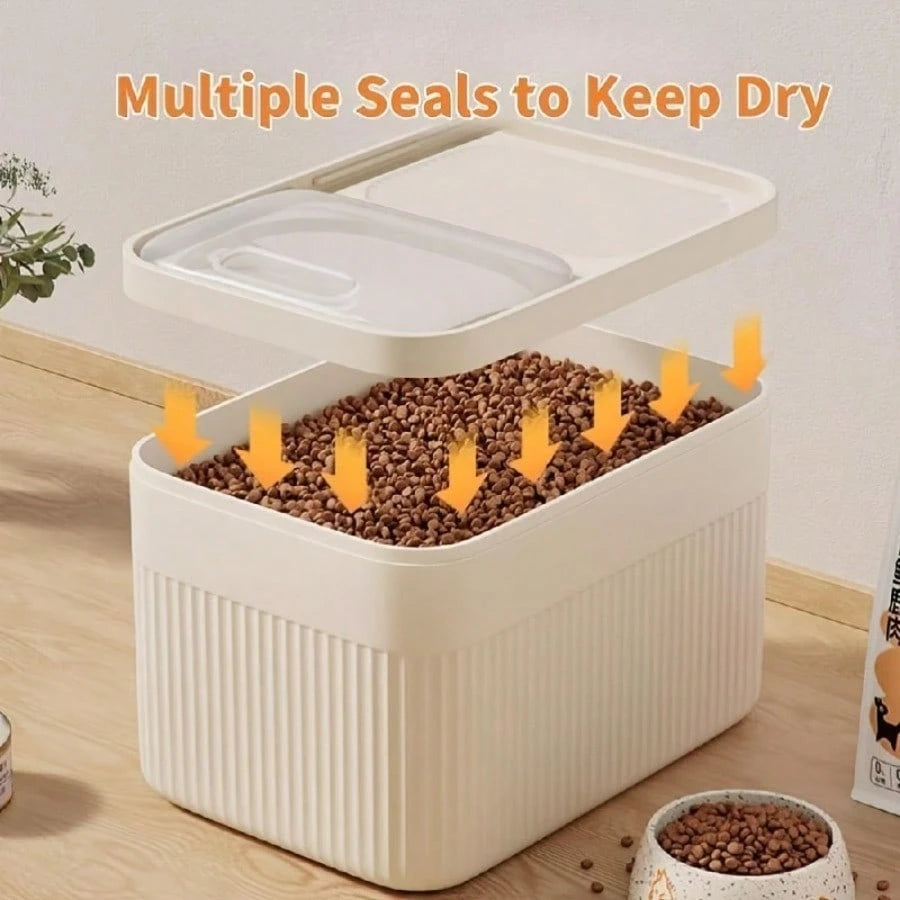 Large Airtight Pet Food Storage Container – Easy-Open Leak-Proof Dry Food Dispenser for Dogs, Cats & Small Pets (White)