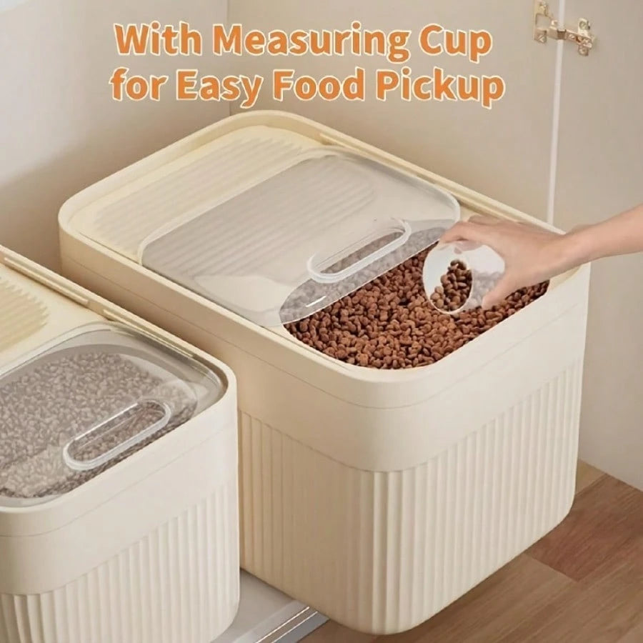 Large Airtight Pet Food Storage Container – Easy-Open Leak-Proof Dry Food Dispenser for Dogs, Cats & Small Pets (White)