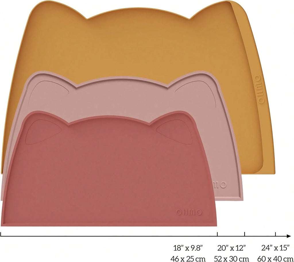 OHMO Silicone Cat Food Mat – Non-Skid Waterproof Pet Feeding Placemat for Dog & Cat Bowls (18 x 9.8 in)