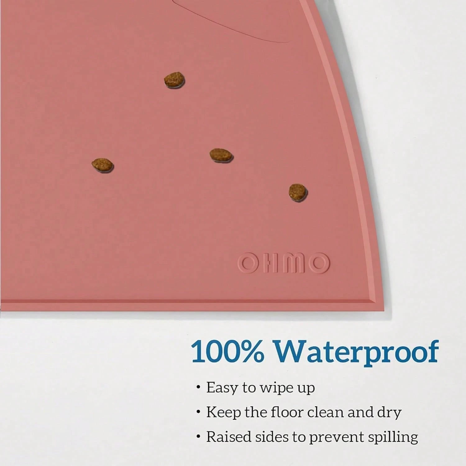 OHMO Silicone Cat Food Mat – Non-Skid Waterproof Pet Feeding Placemat for Dog & Cat Bowls (18 x 9.8 in)