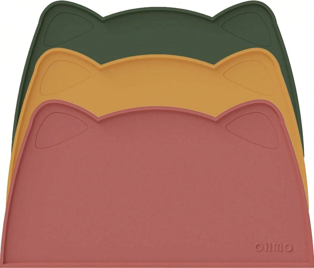 OHMO Silicone Cat Food Mat – Non-Skid Waterproof Pet Feeding Placemat for Dog & Cat Bowls (18 x 9.8 in)