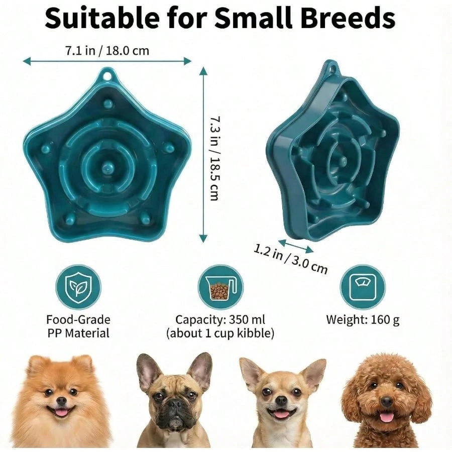 Pet Slow Feeder Bowl for Small Dogs – Puzzle Anti-Choking Slow Eating Bowl (350ml, BPA-Free)